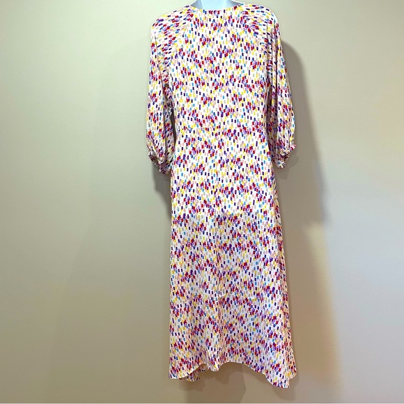 ANTHROPOLOGIE Traffic People Elegant Summer Dress Tie Front Size Small Geometric - Picture 6 of 10